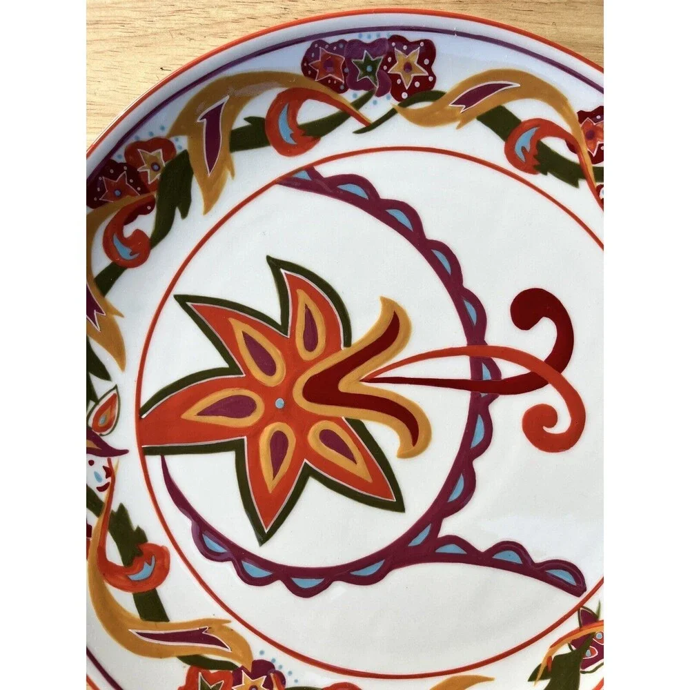 DAVID TUTERA ENTERTAINING PASSION DINNER PLATE COLORFUL FLOWERS & DESIGNS